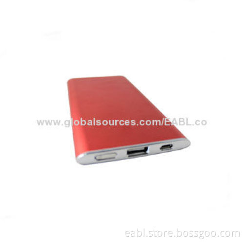 Emergency Battery Power Banks for Smartphones, 5,000mAh/A Grade Li-polymer Battery